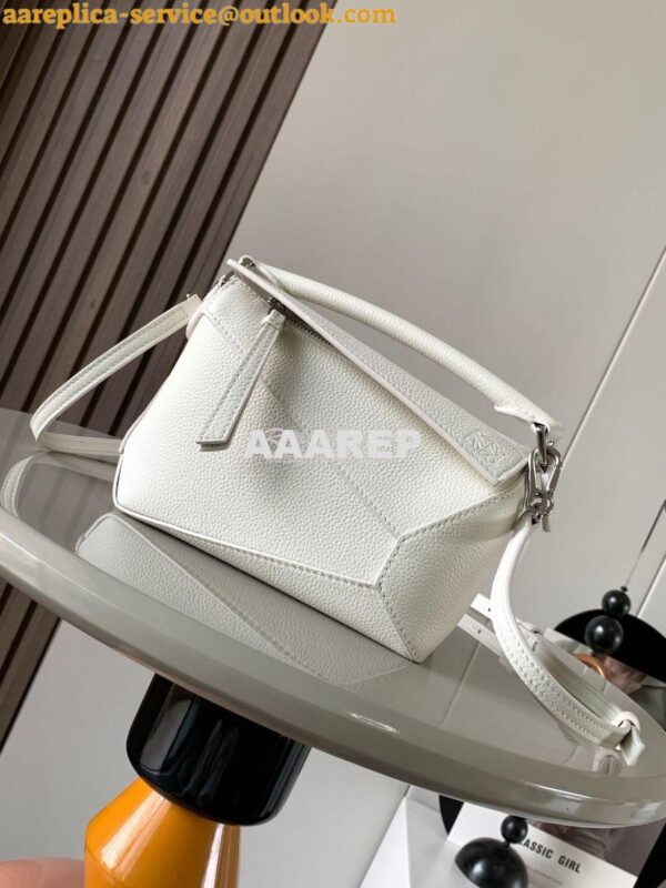 Replica Loewe Mini Puzzle bag in soft grained calfskin A510P88 White 3