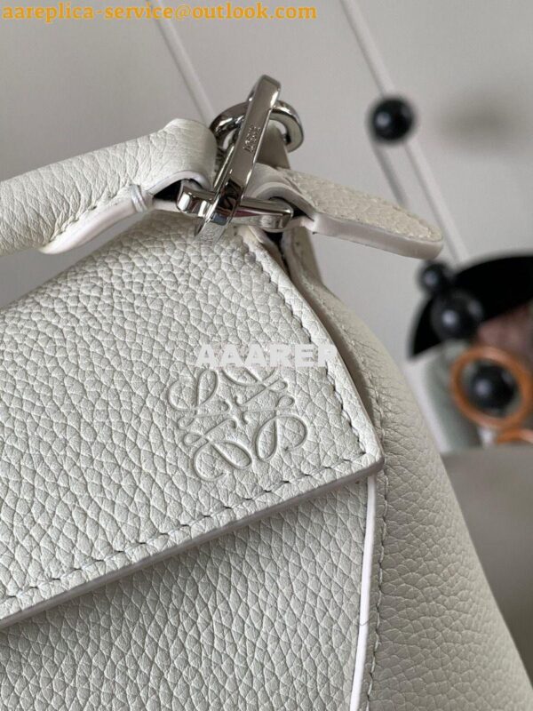 Replica Loewe Mini Puzzle bag in soft grained calfskin A510P88 White 5