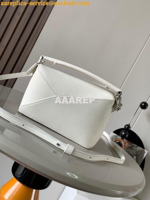 Replica Loewe Mini Puzzle bag in soft grained calfskin A510P88 White 9