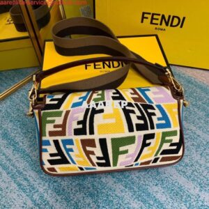 Replica Fendi 8BR600 Baguette Multicolour Embroidered Canvas Bag