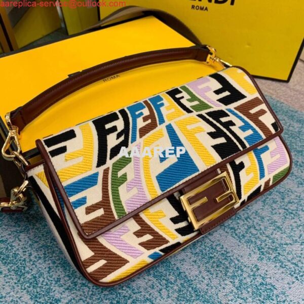 Replica Fendi 8BR600 Baguette Multicolour Embroidered Canvas Bag 4