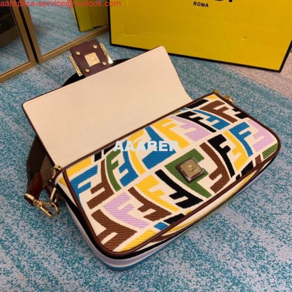 Replica Fendi 8BR600 Baguette Multicolour Embroidered Canvas Bag 6