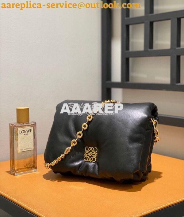 Replica Loewe Puffer Goya bag in shiny nappa lambskin AP40P41 Black 5