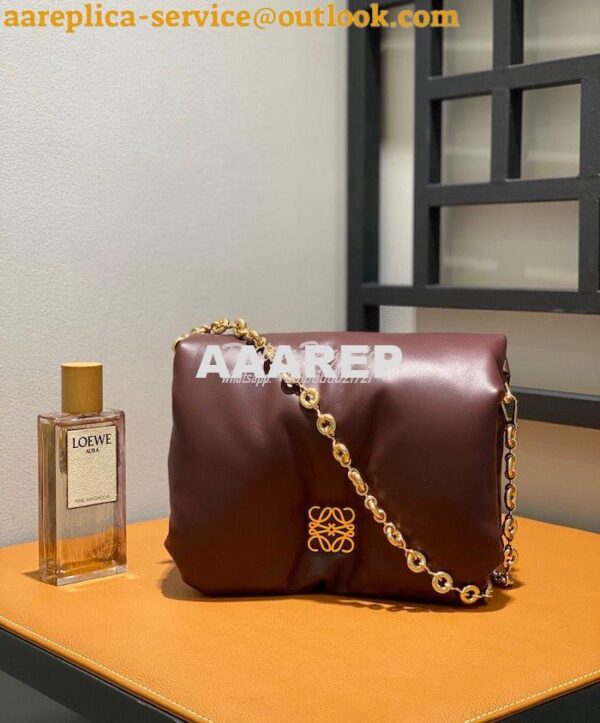 Replica Loewe Puffer Goya bag in shiny nappa lambskin AP40P41 Burgundy 3