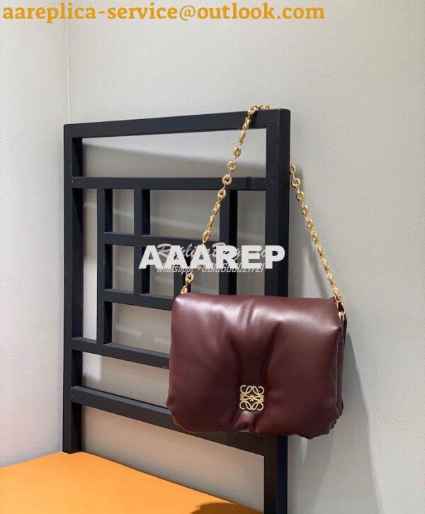 Replica Loewe Puffer Goya bag in shiny nappa lambskin AP40P41 Burgundy 4