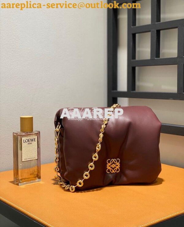 Replica Loewe Puffer Goya bag in shiny nappa lambskin AP40P41 Burgundy 5