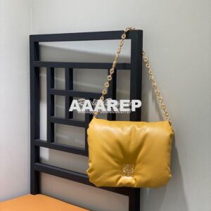 Replica Loewe Puffer Goya bag in shiny nappa lambskin AP40P41 Camel 2