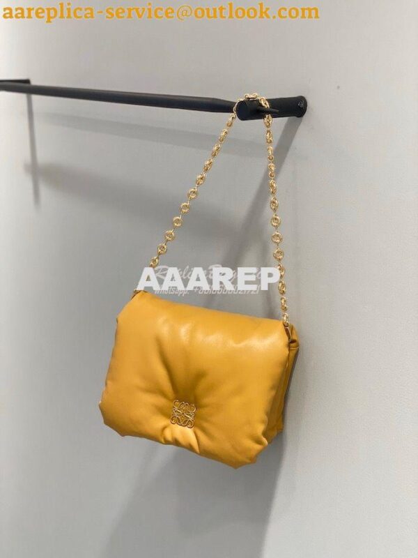 Replica Loewe Puffer Goya bag in shiny nappa lambskin AP40P41 Camel 5