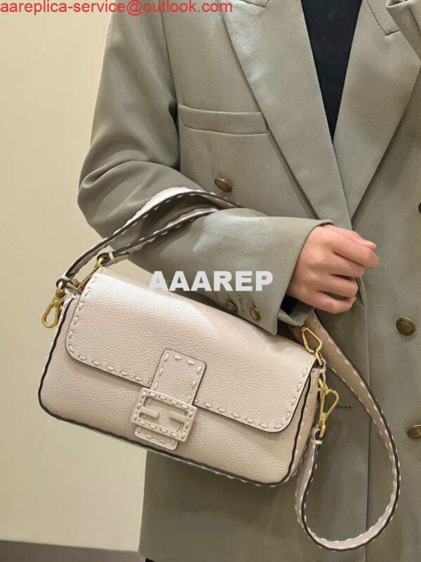 Replica Fendi 8BR600 Baguette White full grain leather bag 8393 12