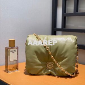 Replica Loewe Puffer Goya bag in shiny nappa lambskin AP40P41 Clay Gre