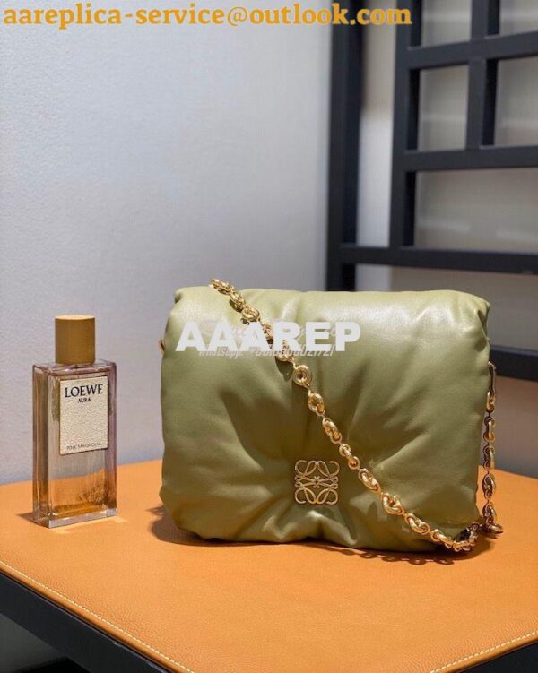 Replica Loewe Puffer Goya bag in shiny nappa lambskin AP40P41 Clay Gre 3