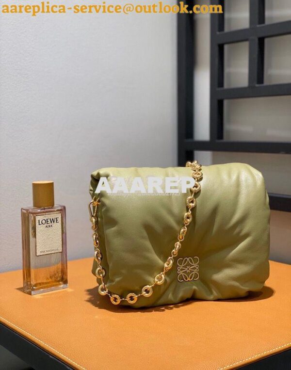 Replica Loewe Puffer Goya bag in shiny nappa lambskin AP40P41 Clay Gre 6