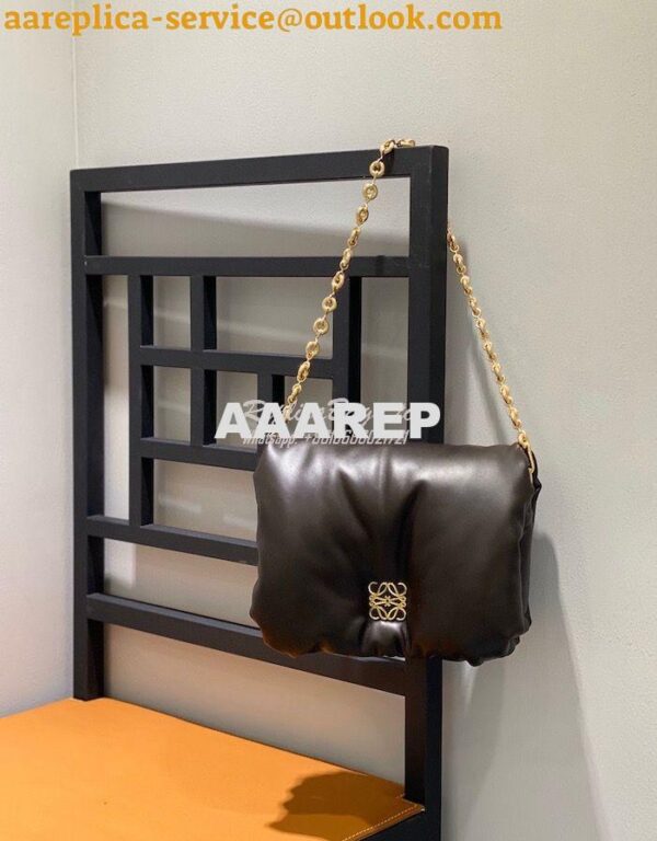 Replica Loewe Puffer Goya bag in shiny nappa lambskin AP40P41 Dark Cho 4