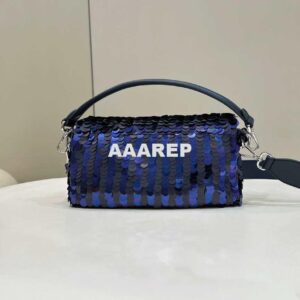 Replica Fendi 8BR600 Medium Baguette Dark and mid blue sequin and leather bag 8601