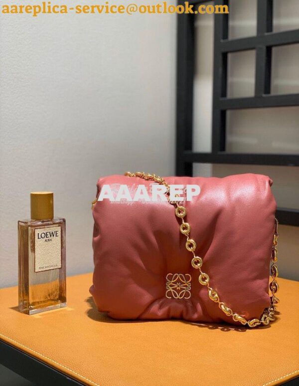 Replica Loewe Puffer Goya bag in shiny nappa lambskin AP40P41 Plumrose 3