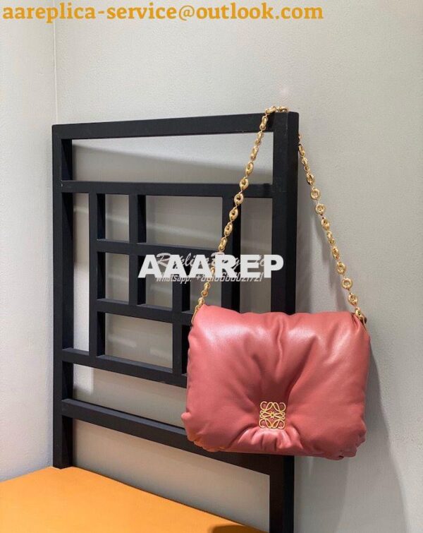 Replica Loewe Puffer Goya bag in shiny nappa lambskin AP40P41 Plumrose 4