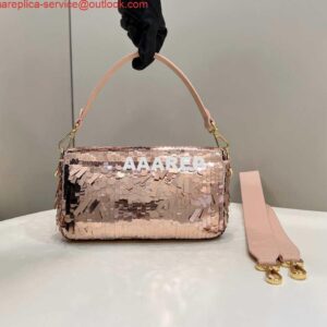 Replica Fendi 8BR600 Medium Baguette Pink sequin and leather bag 8601