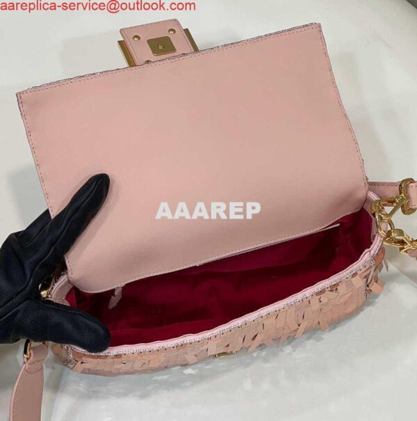 Replica Fendi 8BR600 Medium Baguette Pink sequin and leather bag 8601 9