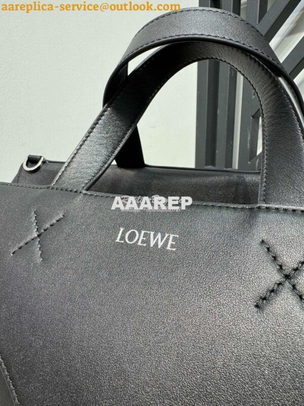 Replica Loewe Puzzle Fold Duffle in shiny calfskin B510PUB Black 8