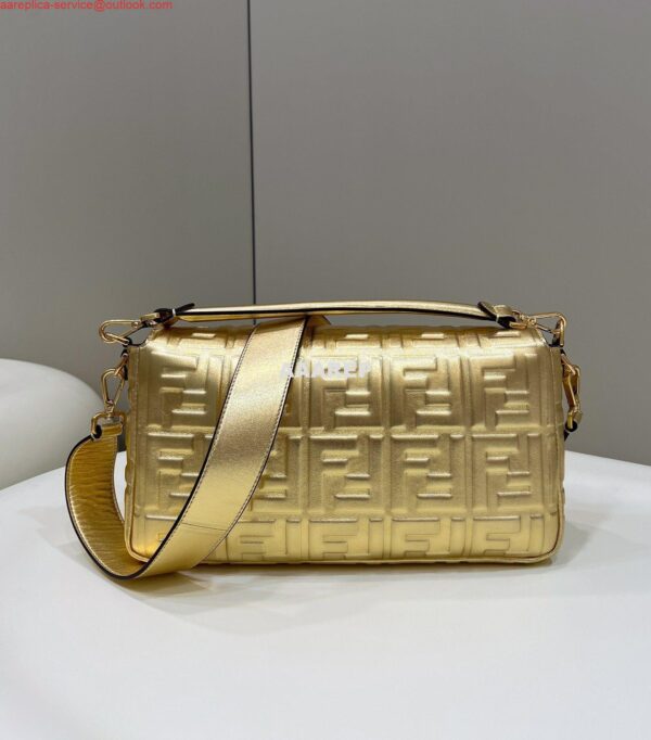 Replica Fendi 8BR771 Baguette Large Gold leather bag 3