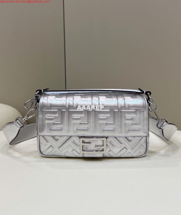 Replica Fendi 8BR771 Baguette Large Silver leather 0135 bag 3