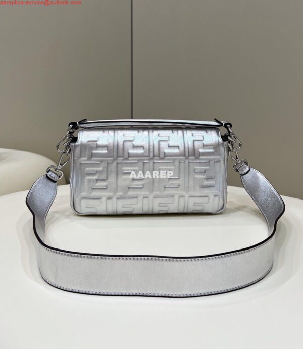 Replica Fendi 8BR771 Baguette Large Silver leather 0135 bag 4