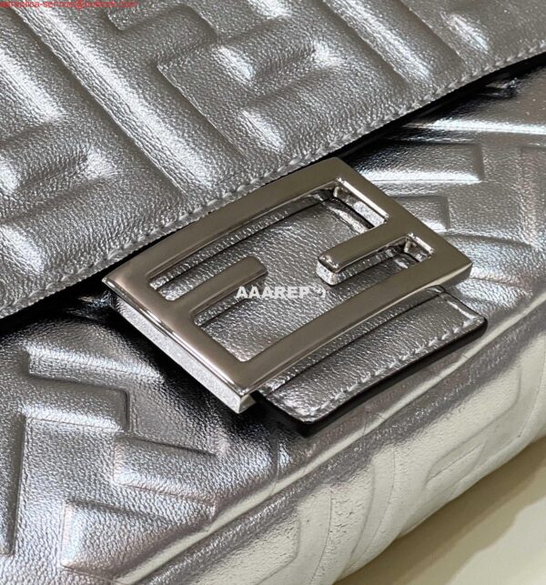 Replica Fendi 8BR771 Baguette Large Silver leather 0135 bag 7