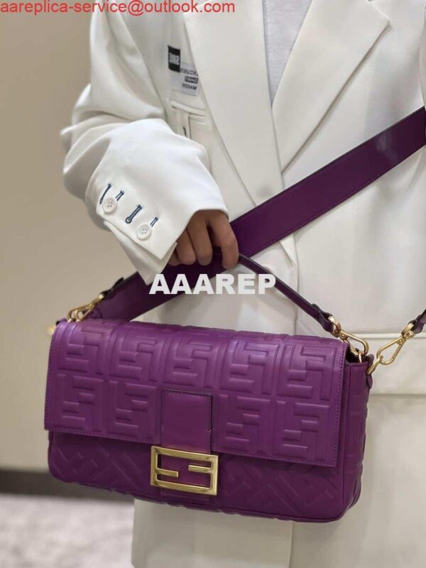 Replica Fendi 8BR771 Baguette Purple leather bag 3