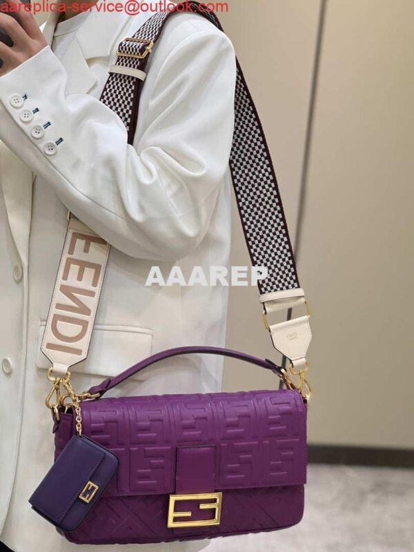 Replica Fendi 8BR771 Baguette Purple leather bag 4