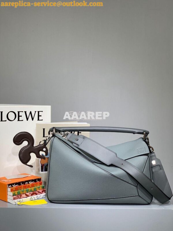 Replica Loewe Puzzle Large Bag in Soft Grained Leather 66003 Ash Blue 3