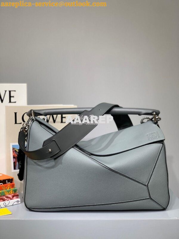 Replica Loewe Puzzle Large Bag in Soft Grained Leather 66003 Ash Blue 6