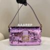 Replica Fendi 8BR792 Medium Baguette 1997 Purple Satin Bag with Sequins 0127L