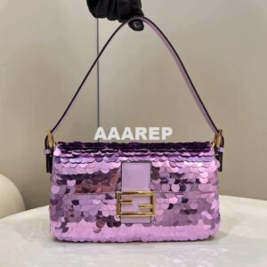 Replica Fendi 8BR792 Medium Baguette 1997 Purple Satin Bag with Sequins 8528