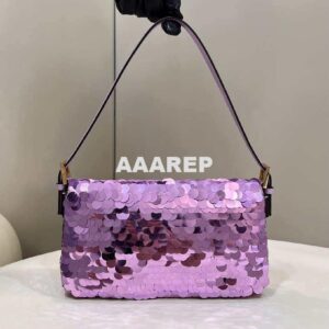 Replica Fendi 8BR792 Medium Baguette 1997 Purple Satin Bag with Sequins 8528 2