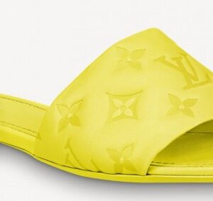 Replica Louis Vuitton Revival Flat Mules In Yellow Monogram Lambskin