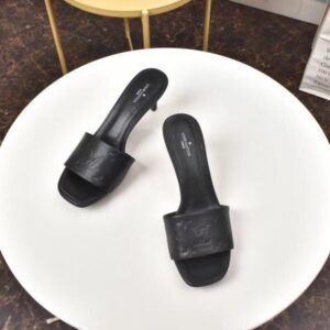 Replica Louis Vuitton Revival Mules 55mm In Black Monogram Lambskin 2