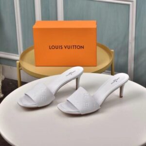 Replica Louis Vuitton Revival Mules 55mm In White Monogram Lambskin 2