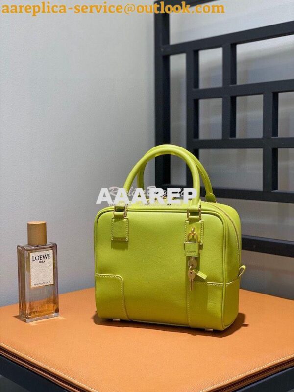 Replica Loewe Amazona 19 Square Bag in Nappa Calfskin A039N10 Lime 5