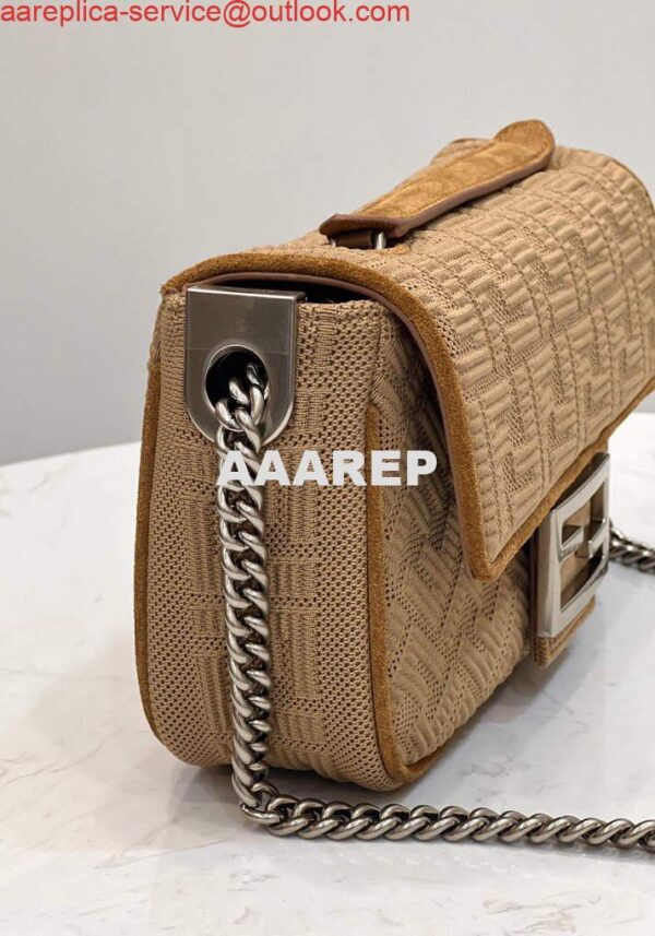 Replica Fendi 8BR793 Midi Baguette Chain FF Fabric Bag Beige 4