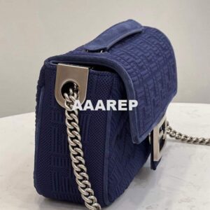 Replica Fendi 8BR793 Midi Baguette Chain FF Fabric Bag Blue 2