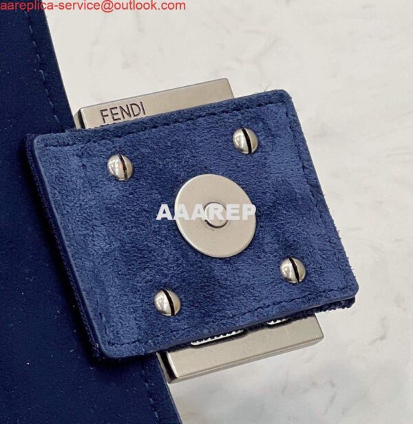 Replica Fendi 8BR793 Midi Baguette Chain FF Fabric Bag Blue 8