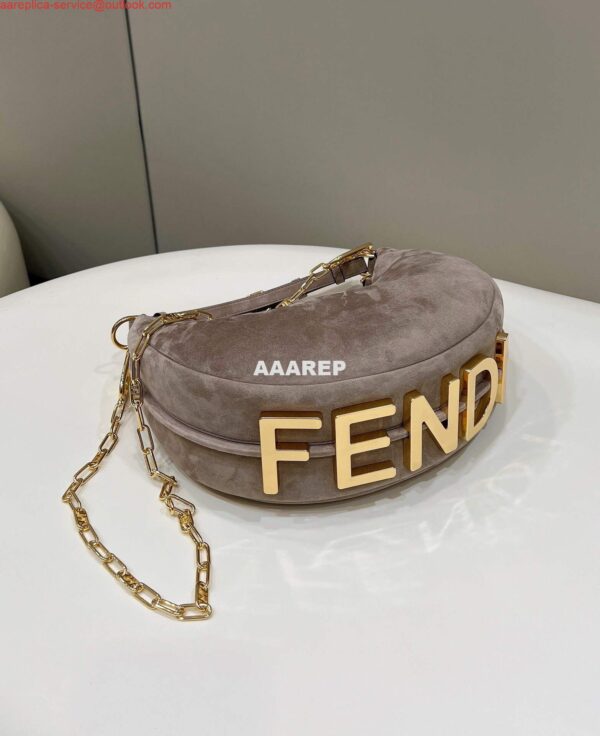 Replica Fendi 8BR798 Fendigraphy Small 80056M Khaki Sheep Gold leather Bag 10