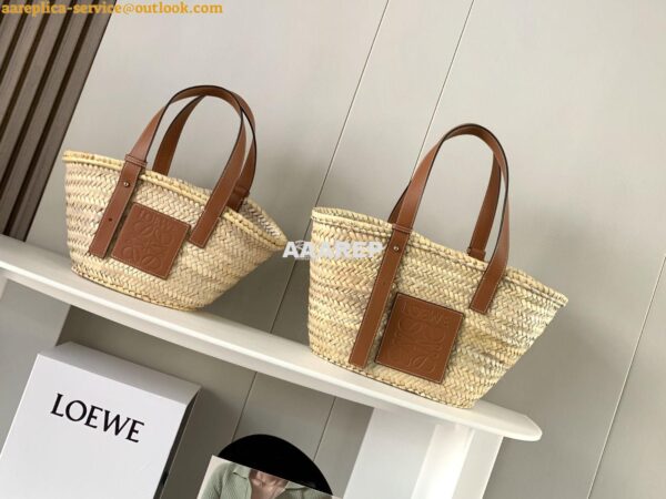 Replica Loewe Basket bag in Palm Leaf and Calfskin 8004