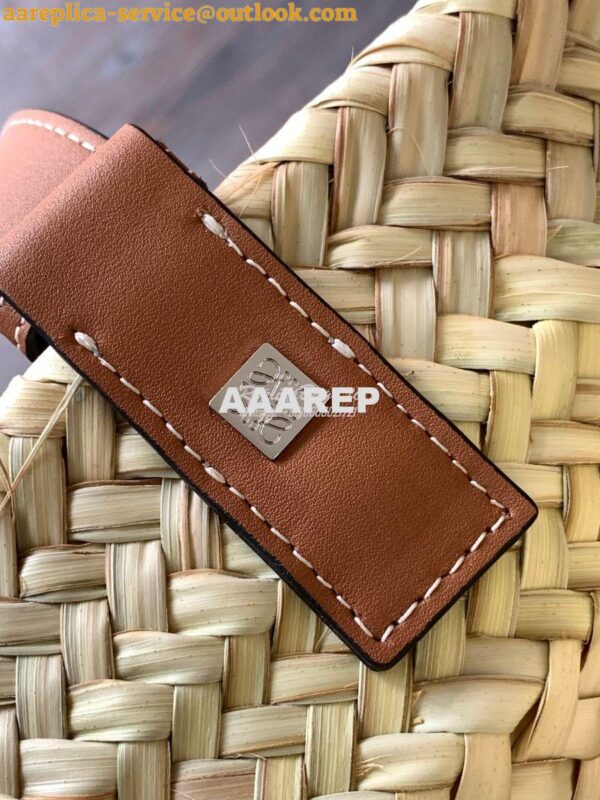 Replica Loewe Basket bag in Palm Leaf and Calfskin 8004 15