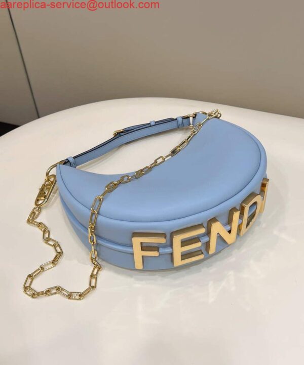 Replica Fendi 8BR798 Fendigraphy Small Light blue leather bag 4