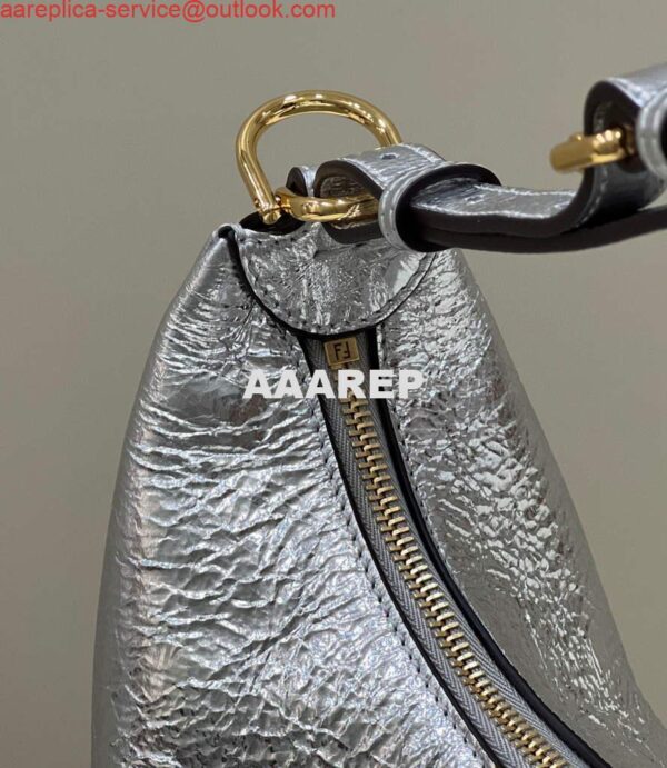 Replica Fendi 8BR799 Fendigraphy Medium Silver laminated leather bag 4