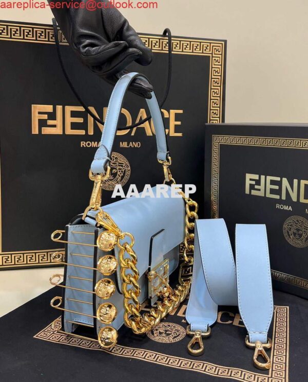 Replica Fendi 8BR801 Baguette Brooch Bag Blue 4