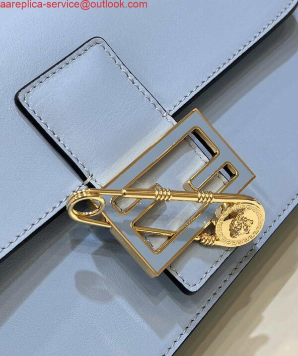 Replica Fendi 8BR801 Baguette brooch Fendace Blue leather 8563 bag 5