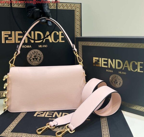 Replica Fendi 8BR801 Baguette brooch Fendace Pink leather 8563 bag 3