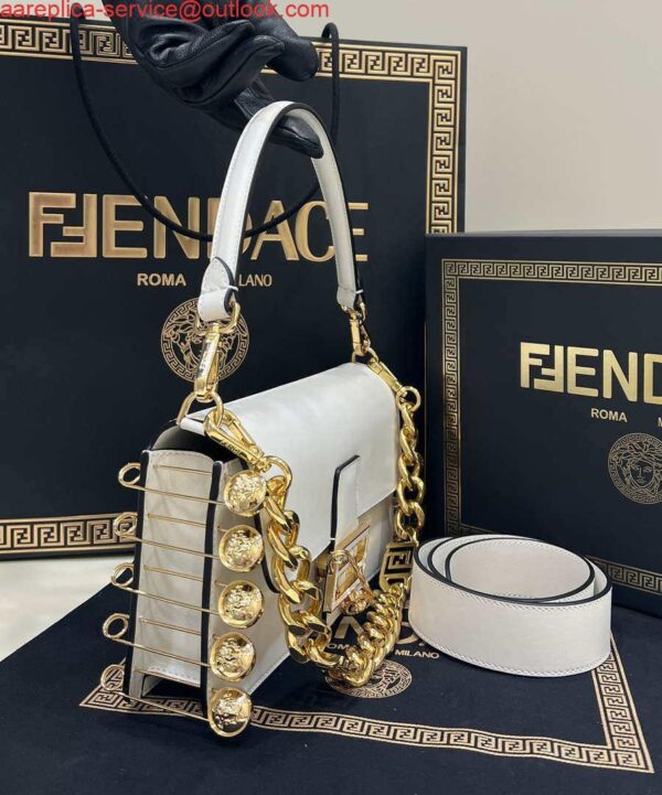 Replica Fendi 8BR801 Baguette brooch Fendace White leather 8563 bag 4